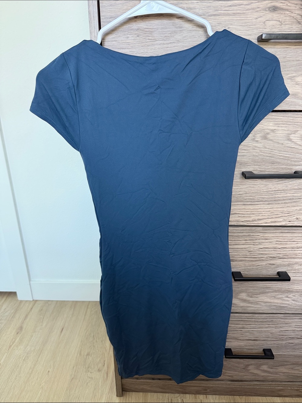 Meshki Blue Short Sleeve Open Back Bodycon Dress
